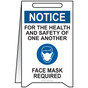 OSHA NOTICE Face Mask Required Stand-Up Floor Sign, 20x12 in. Plastic