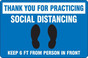 Thank You For Practicing Distancing Slip-Gard Floor Sign 40S4139