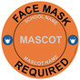 Orange Face Mask Required Round Floor Label with School Name and Mascot CS171313