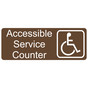 Brown Engraved Accessible Service Counter Sign with Symbol EGRE-17822-SYM_White_on_Brown