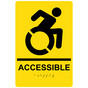 Yellow Braille ACCESSIBLE Sign with Dynamic Accessibility Symbol RRE-190R_Black_on_Yellow