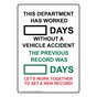 Days Without A Vehicle Accident Sign NHEP-19442
