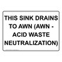 Sink Drain AWN Acid Waste Neutralization Sign NHE-27668
