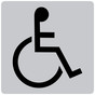 Silver ADA Wheelchair Accessible Symbol Tactile Sign NHE-1_Black_on_Silver