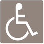Taupe ADA Wheelchair Accessible Symbol Tactile Sign NHE-1_White_on_Taupe
