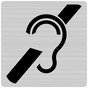 Brushed Silver Hearing Impaired Access Symbol Tactile Sign NHE-28042_Black_on_BrushedSilver