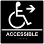 Square Black ADA Braille ACCESSIBLE Right Sign - RRE-14756-99_White_on_Black
