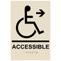 Almond ADA Braille ACCESSIBLE Right Sign with Symbol RRE-14756_Black_on_Almond