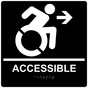 Square Black Braille ACCESIBLE Right Sign with Dynamic Accessibility Symbol - RRE-14756R-99_White_on_Black