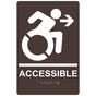 Dark Brown Braille ACCESSIBLE Right Sign with Dynamic Accessibility Symbol RRE-14756R_White_on_DarkBrown