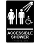 Black ADA Braille Accessible Shower Sign