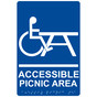 Blue ADA Braille ACCESSIBLE PICNIC AREA Sign with Symbol RRE-16804_White_on_Blue