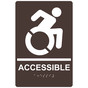 Dark Brown Braille ACCESSIBLE Sign with Dynamic Accessibility Symbol RRE-190R_White_on_DarkBrown