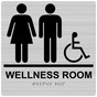Square Brushed Silver ADA Braille WELLNESS ROOM Sign RRE-50821-99_Black_on_BrushedSilver