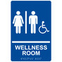 Blue ADA Braille Accessible WELLNESS ROOM Sign with Symbol RRE-50821-White_on_Blue