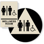Almond ADA Braille Accessible Unisex WELLNESS ROOM Sign Set RRE-50821_DCTS_Set_Black_on_Almond