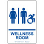 White Braille WELLNESS ROOM Sign with Dynamic Accessibility Symbol RRE-50821R-Blue_on_White