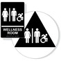 Black Braille WELLNESS ROOM Sign Set with Dynamic Accessibility Symbol RRE-50821R_DCTS_Set_White_on_Black