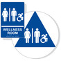 Blue Braille WELLNESS ROOM Sign Set with Dynamic Accessibility Symbol RRE-50821R_DCTS_Set_White_on_Blue