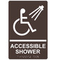 Dark Brown ADA Braille ACCESSIBLE SHOWER Sign with Symbol RRE-840_White_on_DarkBrown