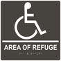 Square Charcoal Gray ADA Braille Accessible AREA OF REFUGE Sign - RRE-910-99_White_on_CharcoalGray