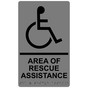 Gray ADA Braille Accessible AREA OF RESCUE ASSISTANCE Sign with Symbol RRE-915_Black_on_Gray