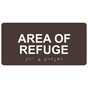Dark Brown ADA Braille Area Of Refuge Sign with Tactile Text - RSME-256_White_on_DarkBrown