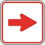 Directional Arrow Red on White Sign