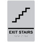 Silver ADA Braille EXIT STAIRS Sign with Symbol RRE-225_Black_on_Silver