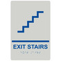 Pearl Gray ADA Braille EXIT STAIRS Sign with Symbol RRE-225_Blue_on_PearlGray