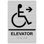 Brushed Silver ADA Braille Accessible ELEVATOR Right Sign RRE-14783_Black_on_BrushedSilver