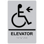 Silver ADA Braille Accessible ELEVATOR Left Sign RRE-14784_Black_on_Silver