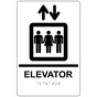 White ADA Braille ELEVATOR Sign with Symbol RRE-685_Black_on_White