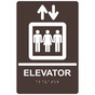 Dark Brown ADA Braille ELEVATOR Sign with Symbol RRE-685_White_on_DarkBrown