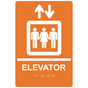 Orange ADA Braille ELEVATOR Sign with Symbol RRE-685_White_on_Orange