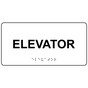 White ADA Braille Elevator Sign with Tactile Text - RSME-305_Black_on_White