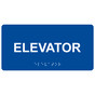 Blue ADA Braille Elevator Sign with Tactile Text - RSME-305_White_on_Blue