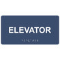 Navy ADA Braille Elevator Sign with Tactile Text - RSME-305_White_on_Navy