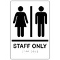 White ADA Braille STAFF ONLY Sign with Symbol RRE-990_Black_on_White