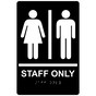 Black ADA Braille STAFF ONLY Sign with Symbol RRE-990_White_on_Black