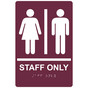 Burgundy ADA Braille STAFF ONLY Sign with Symbol RRE-990_White_on_Burgundy