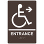 Dark Brown ADA Braille Accessible ENTRANCE Sign with Symbol RRE-180_White_on_DarkBrown