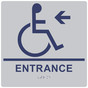 Square Silver ADA Braille Accessible ENTRANCE Left Sign - RRE-185-99_MarineBlue_on_Silver