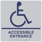 Square Silver ADA Braille ACCESSIBLE ENTRANCE Sign - RRE-28982-99_MarineBlue_on_Silver