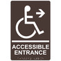Dark Brown ADA Braille ACCESSIBLE ENTRANCE Right Sign with Symbol RRE-32159_White_on_DarkBrown