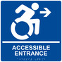 Square Blue Braille ACCESSIBLE ENTRANCE Sign with Dynamic Accessibility Symbol - RRE-32159R-99_White_on_Blue