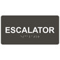 Charcoal Gray ADA Braille Escalator Sign with Tactile Text - RSME-330_White_on_CharcoalGray