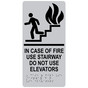 Silver ADA Braille In Case Of Fire Use Stairway Sign With Symbol