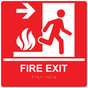 Square Red ADA Braille FIRE EXIT Right Sign - RRE-245-99_White_on_Red