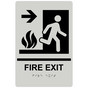 Pearl Gray ADA Braille FIRE EXIT Right Sign with Symbol RRE-245_Black_on_PearlGray